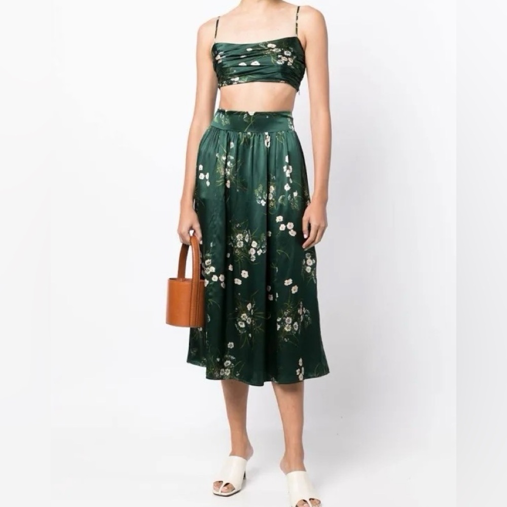 Reformation Carrie Silk Midi Skirt Set